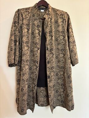 Gloria Lance Taupe Floral Longline Tunic Coat